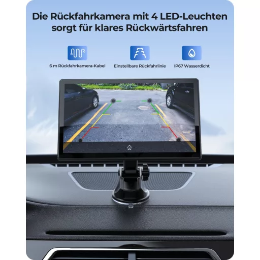 Ecran Krunia 9 inch cu CarPlay wireless, 60FPS, Android Auto, Navigație GPS și Suport Magnetic