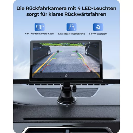 Ecran Krunia 9 inch cu CarPlay wireless, 60FPS, Android Auto, Navigație GPS și Suport Magnetic