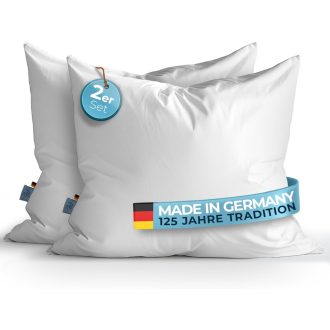   Glückstoff 80x80 cm-es Paplan Párna Szett 2 db, 100% Liba Toll, Ergonomikus 3 Kamrás Fekvőpárna