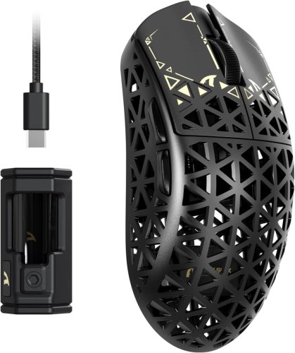 Mouse de gaming wireless ultraușor din fibră de carbon ATTACK SHARK R5 Ultra, 39g, rata de eșantionare 8000Hz, 42000DPI, conectivitate triplă, Windows