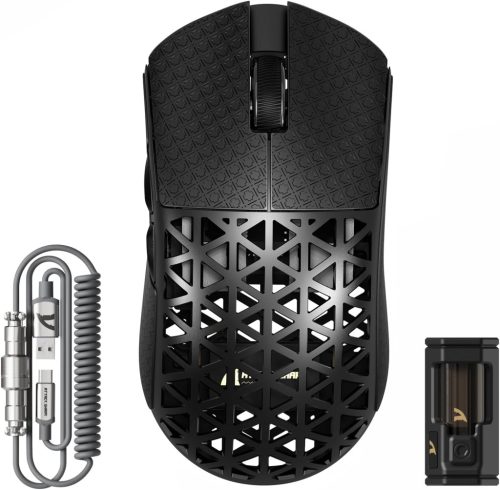ATTACK SHARK R5 Ultra Szénszálas Gamer Egér, 39g Szuperkönnyű, 8000Hz Vezeték Nélküli, 42000 DPI, PAW3950MAX Szenzor, Bluetooth/2.4G/Vezeték