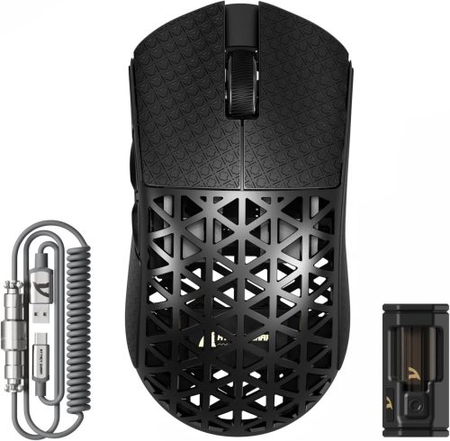 ATTACK SHARK R5 Ultra Szénszálas Gamer Egér, 39g Szuperkönnyű, 8000Hz Vezeték Nélküli, 42000 DPI, PAW3950MAX Szenzor, Bluetooth/2.4G/Vezeték
