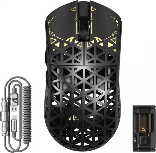 ATTACK SHARK R5 Ultra Szénszálas Gamer Egér, 39g Szuperkönnyű, 8000Hz Vezeték Nélküli, 42000 DPI, PAW3950MAX Szenzor, Bluetooth/2.4G/Vezeték