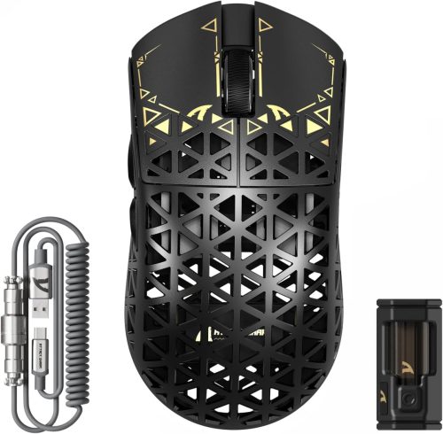 ATTACK SHARK R5 Ultra Szénszálas Gamer Egér, 39g Szuperkönnyű, 8000Hz Vezeték Nélküli, 42000 DPI, PAW3950MAX Szenzor, Bluetooth/2.4G/Vezeték