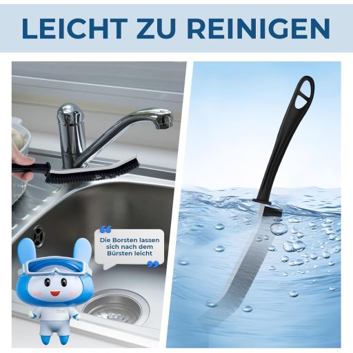 CLEANGOR Perie Rigidă pentru Rosturi, pentru Faianță Baie - Ergonomică, Curățare Colțuri și Fisuri, 3 buc, Negru