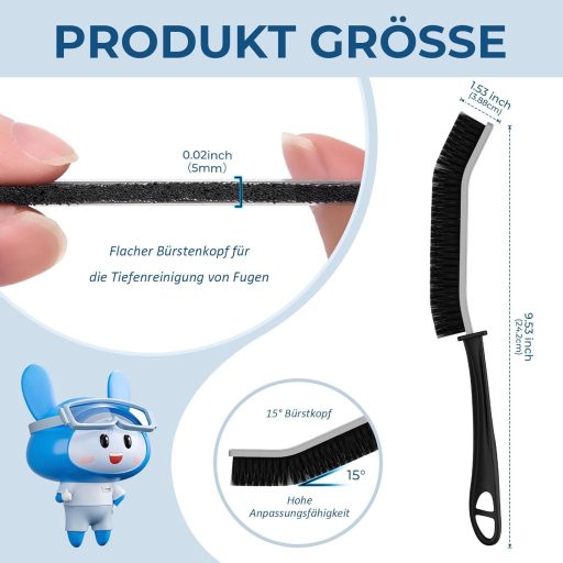 CLEANGOR Kemény Sörtés Fugázó Kefe Fürdőszoba Csempéhez - Ergonomikus Sarok és Repedés Tisztító 3db Fekete