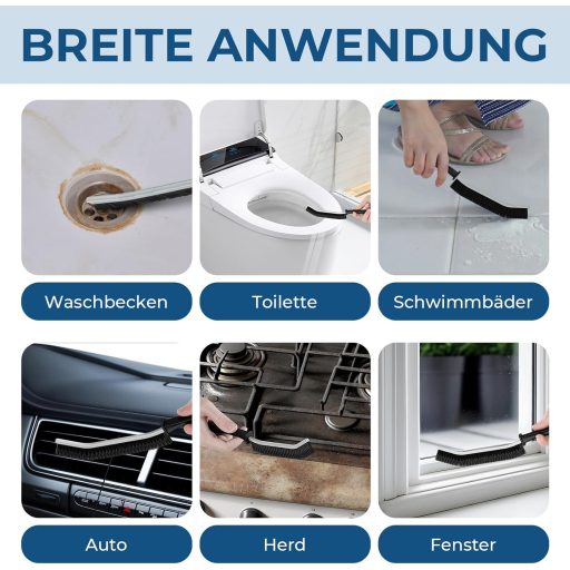 CLEANGOR Perie Rigidă pentru Rosturi, pentru Faianță Baie - Ergonomică, Curățare Colțuri și Fisuri, 3 buc, Negru