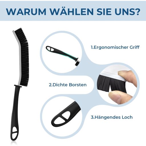CLEANGOR Kemény Sörtés Fugázó Kefe Fürdőszoba Csempéhez - Ergonomikus Sarok és Repedés Tisztító 3db Fekete