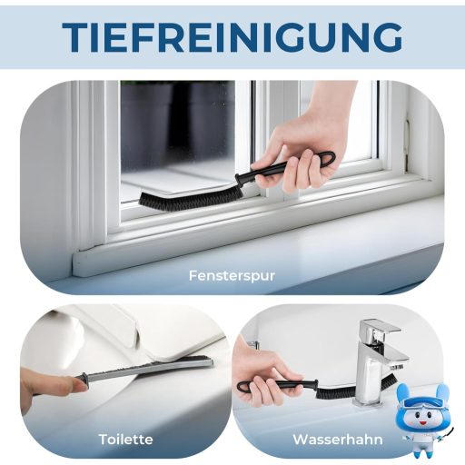 CLEANGOR Perie Rigidă pentru Rosturi, pentru Faianță Baie - Ergonomică, Curățare Colțuri și Fisuri, 3 buc, Negru