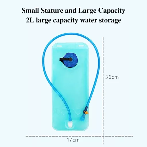 Rezervor apă 2L Mikiuly pentru rucsac - Sac hidratare albastru cu tub de sucțiune pentru drumeții, alergare, ciclism, alpinism