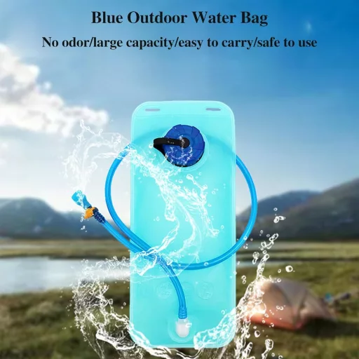 Rezervor apă 2L Mikiuly pentru rucsac - Sac hidratare albastru cu tub de sucțiune pentru drumeții, alergare, ciclism, alpinism