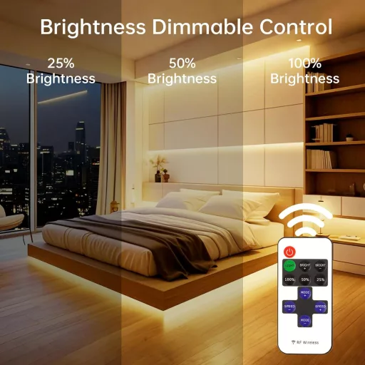 PSTAR COB LED szalag 2700K meleg fehér 1m dimmelhető 24V távirányítóval