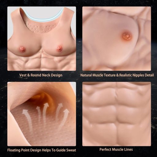YEEFAIRY silikónový svalnatý hrudný a brušný pancier, unisex kostým, veľkosť M
