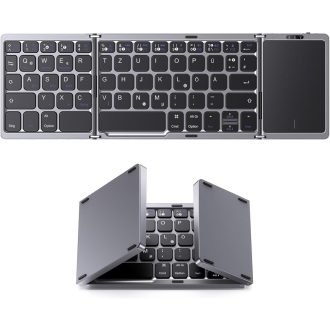   OMOTON Bluetooth összecsukható billentyűzet touchpad-del, 3 csatorna, hordozható