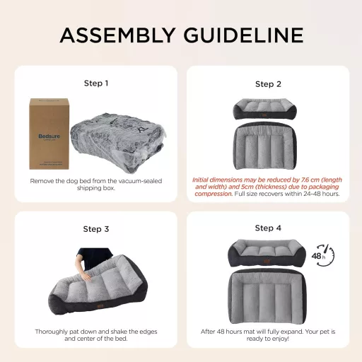 BEDSURE Ortopedický pelech pre psov 89x63cm pre stredné psy s pamäťovou penou sivý