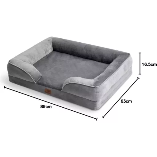 BEDSURE Ortopedický pelech pre psov 89x63cm pre stredné psy s pamäťovou penou sivý