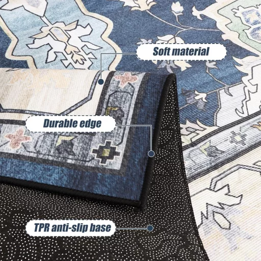 Covor DAJAVE 160x230 cm, cu fir scurt, antiderapant, gri, pentru living, dormitor, sufragerie