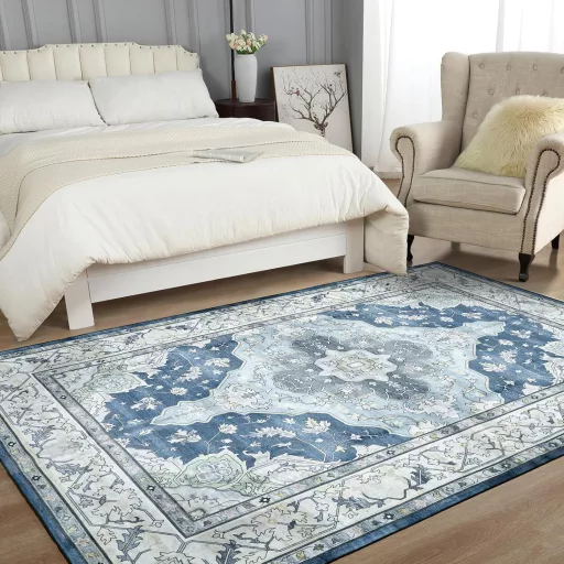 Covor DAJAVE 160x230 cm, cu fir scurt, antiderapant, gri, pentru living, dormitor, sufragerie