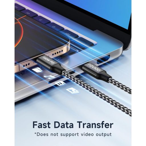 RAVIAD USB-C kábel 2db 15cm 100W gyorstöltés iPhone Samsung MacBook