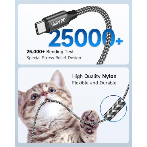 Cablu USB-C RAVIAD, 2 bucăți, 15 cm, încărcare rapidă 100W, pentru iPhone, Samsung, MacBook