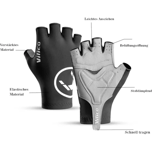 Mănuși ciclism Safesense, semi-degete, mărimea L, cu protecție pentru încheietură și căptușeală