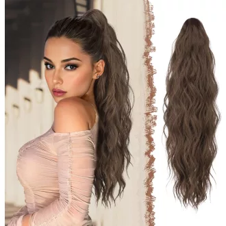   FESHFEN Lófarok Hosszú Hullámos Hajhosszabbítás Bordó Szintetikus 63cm