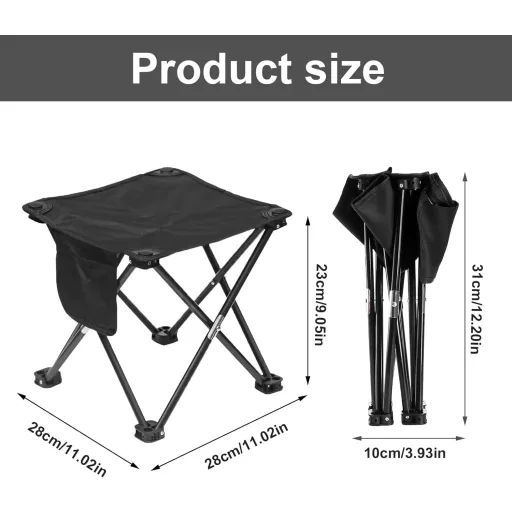 BTIUGYI hordozható kemping szék 28 cm, összecsukható tárolózsebekkel, könnyű lábzsámoly kerthez halászathoz