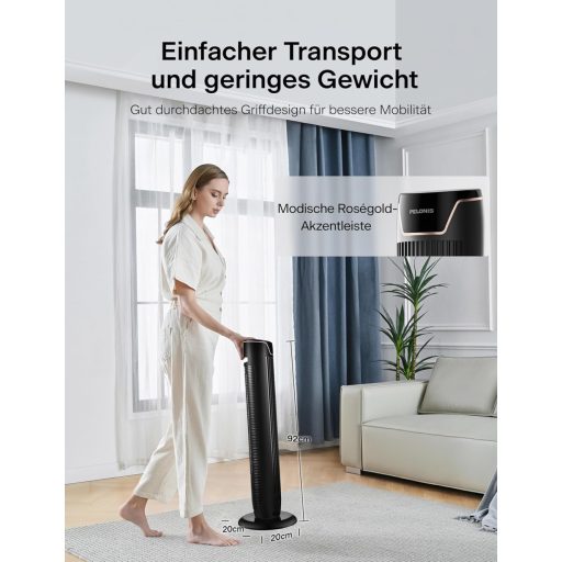 Pelonis Torony Ventilátor Távirányítóval, Csendes Állóventilátor Hálóhoz és Irodához