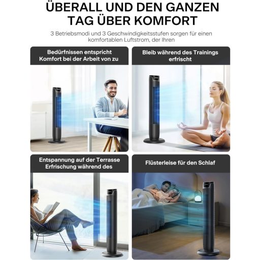 Pelonis Torony Ventilátor Távirányítóval, Csendes Állóventilátor Hálóhoz és Irodához