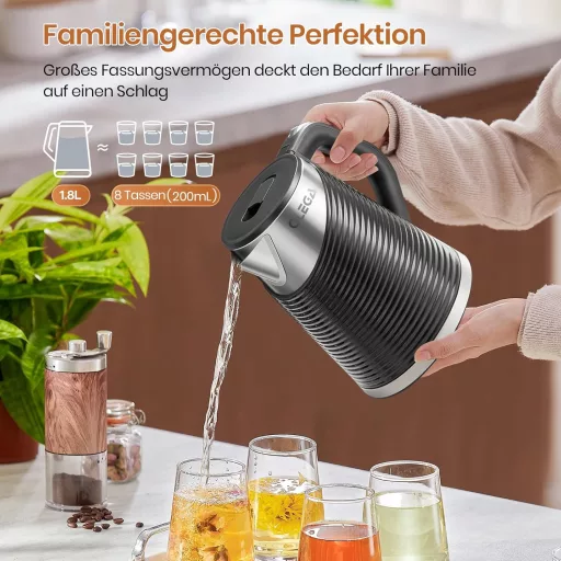 OLEGA Elektromos Vízforraló 1800W 1.8L Rozsdamentes Acél Dupla Falú Gyors Felmelegítés