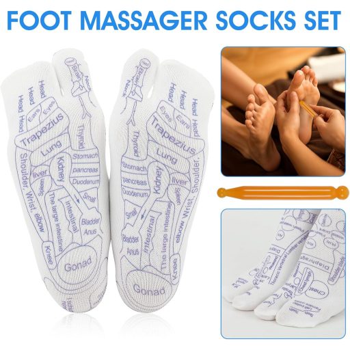 Bremorou Reflexzónás Akupresszúrás Zokni Férfiaknak - 2 db Talpmasszázs Zokni Akupunktúrás Nyomáspontokkal, 33,5 cm, Fekete