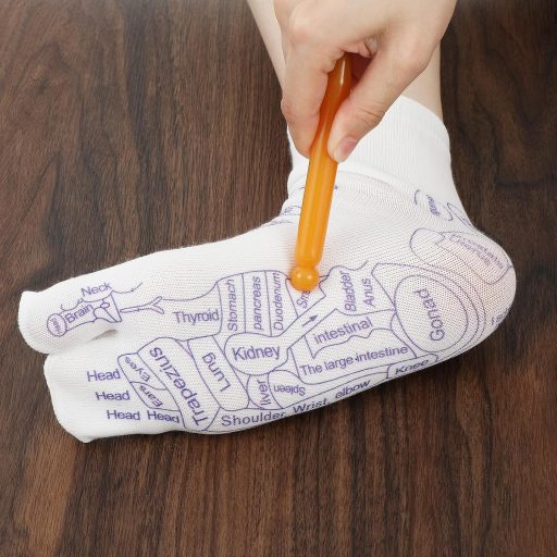 Șosete pentru acupresură și reflexoterapie Bremorou pentru bărbați - 2 perechi șosete de masaj pentru picioare cu puncte de presiune pentru acupunctură, 33,5 cm, Negru