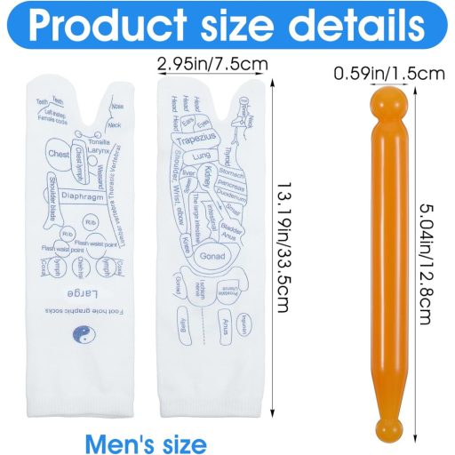 Bremorou Reflexzónás Akupresszúrás Zokni Férfiaknak - 2 db Talpmasszázs Zokni Akupunktúrás Nyomáspontokkal, 33,5 cm, Fekete