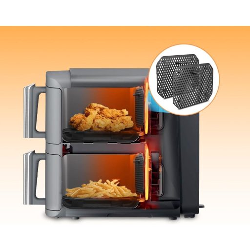 Silicone Splash Guard for Airfryer, Pack of 2, Black, Hot Air Fryer Accessories, Splash Guard Accessories, Reusable, for Protective Grille Against Grease Splash, Dishwasher Safe