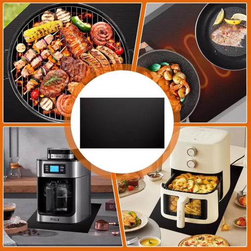 Mapille 54x90 cm Indukciós Főzőlap Védőmat Szilikon Hőálló Fekete