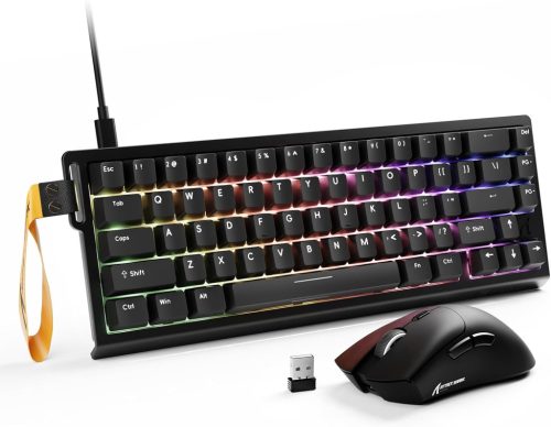 ATTACK SHARK X68 HE & R1 Gamer Billentyűzet-Egér Szett, 8000 Hz Gyorstrigger, 59g Szuperkönyű Vezeték Nélküli Egér, 18000DPI, RGB Háttérvilá