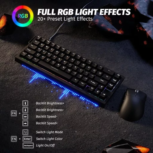 Set tastatură și mouse pentru gaming ATTACK SHARK X68 HE & R1, polling rate 8000 Hz, mouse wireless super ușor de 59g, 18000DPI, iluminare de fundal RGB