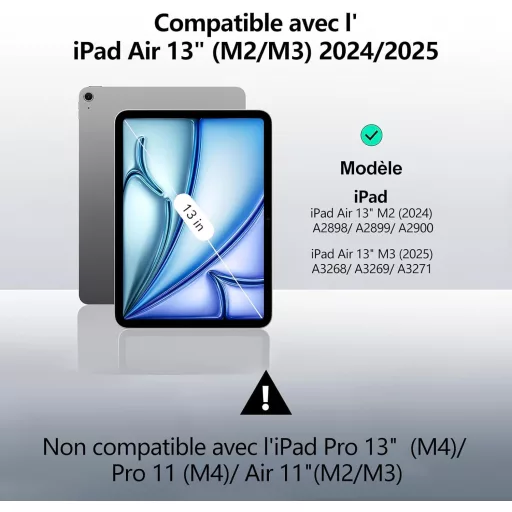 JADEMALL iPad Air 13 billentyűzet tok trackpad-dal, Bluetooth QWERTY eltávolítható, fekete