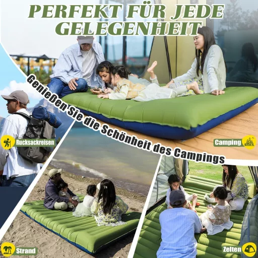 Myxslop Samonapuhavajuća podloga za kampiranje 12 cm - Dvostruka, ultralagana podloga s ugrađenim jastukom i pumpom - Za planinarenje, kampiranje, putovanja