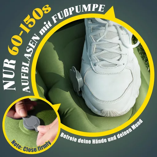 Saltea autogonflabilă de camping Myxslop 12 cm - Dublă, ultraușoară, cu pernă și pompă integrate - Pentru drumeții, camping, călătorii