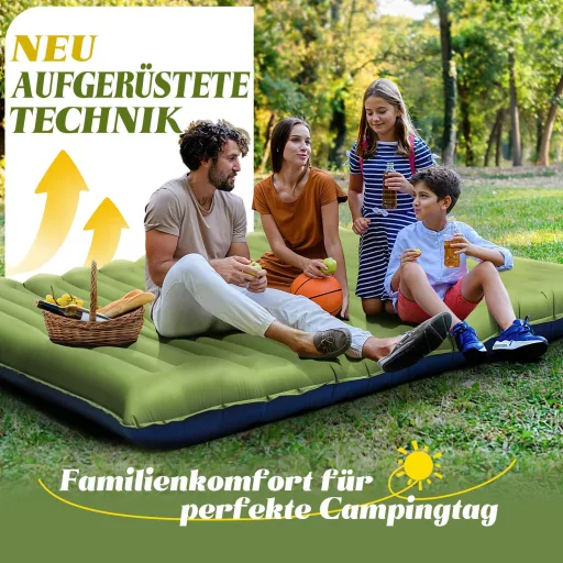 Saltea autogonflabilă de camping Myxslop 12 cm - Dublă, ultraușoară, cu pernă și pompă integrate - Pentru drumeții, camping, călătorii