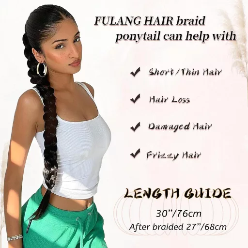Fulang Hair 2 extensii coadă împletită din păr sintetic