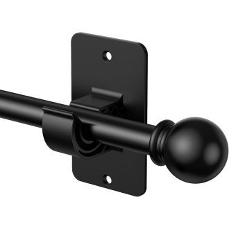   TRAROD Fúrás Nélküli Függönyrúd 76-122 cm Matt Fekete 16 mm Teleszkópos