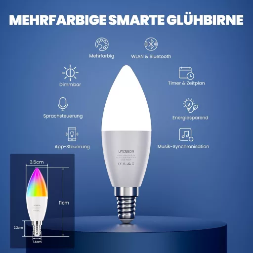 UPXNBOR E14 Smart LED izzó RGBWW 4,5W WiFi Alexa Google 2db