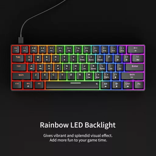 Newmen GM611 Gaming Mechanikus Billentyűzet LED 61 Gomb Piros Switch