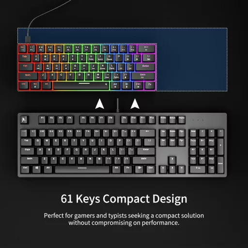 Newmen GM611 Gaming Mechanikus Billentyűzet LED 61 Gomb Piros Switch