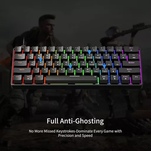 Newmen GM611 Gaming Mechanikus Billentyűzet LED 61 Gomb Piros Switch