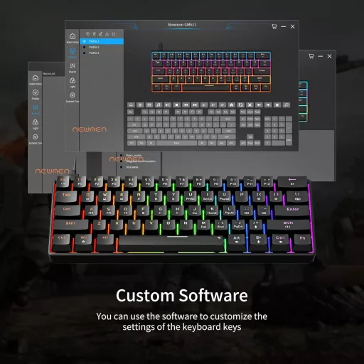 Newmen GM611 Gaming Mechanikus Billentyűzet LED 61 Gomb Piros Switch