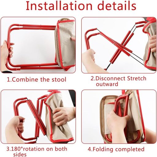 Scaun de camping portabil HuaMuDM 30 cm, scaun pliant ușor din aluminiu cu șezut din pânză