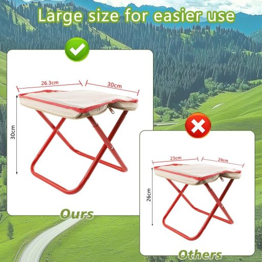 Scaun de camping portabil HuaMuDM 30 cm, scaun pliant ușor din aluminiu cu șezut din pânză